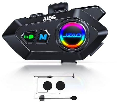 JZAQ Motorcycle helmet bluetooth headset Speakers Intercom - 2 Rider Automatic Answer Music Control Earphone,120 Hours Playing time High Sound Quality System 1000mAh IP7 Waterproof