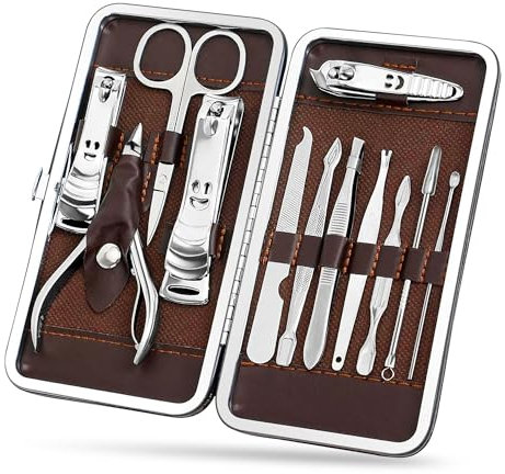 Heavy Duty Finger Toe Nail Cutter In Acciaio Inox 12 pz Manicure Personale Forbici Set Nail Clipper Earpick Grooming Kit Pedicure Uomo/Donna Tagliaunghie