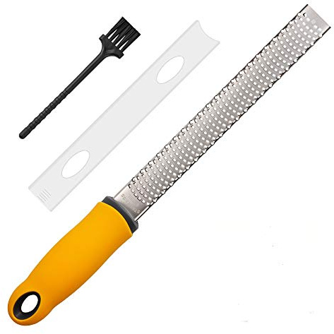 Lemon Zester, Hand Cheese Grater, Zester Grater with Handle, with Razor-Sharp Stainless Steel Blade, Protective Cover and Cleaning brush, Dishwasher Safe, by NSpring