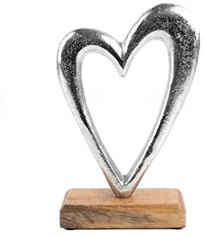 Logbuch-Verlag Herz Figur Metall Holz 21 cm Deko Geschenk Hochzeit Jahrestag Valentinstag Herzfigur zum Hinstellen