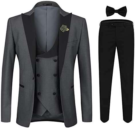 YOUTHUP Traje de Hombre Slim Fit 3 Piezas Peak Lapel Tuxedo con Ramillete y Pajarita para Novios de Boda
