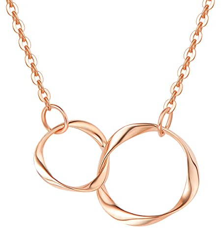 FANCIME Collier Femme Or Rose 14 carats 585/1000 Infini Pendentif et Chaîne Bijoux Minimaliste pour Femme Filles - Chaîne Ajustable: 40 + 5 cm