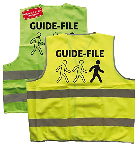 Signalétique.biz France - GILET DE SIGNALISATION GUIDE-FILE (WGILET_GF) - Jaune fluo - L - -