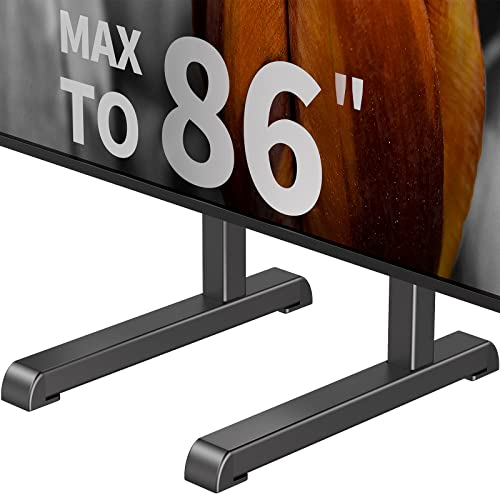 AX WABER Meuble TV de table réglable en hauteur pour téléviseurs incurvés plats de 37 à 86 avec pieds en acier supportant jusqu'à 68 kg et gestion des câbles