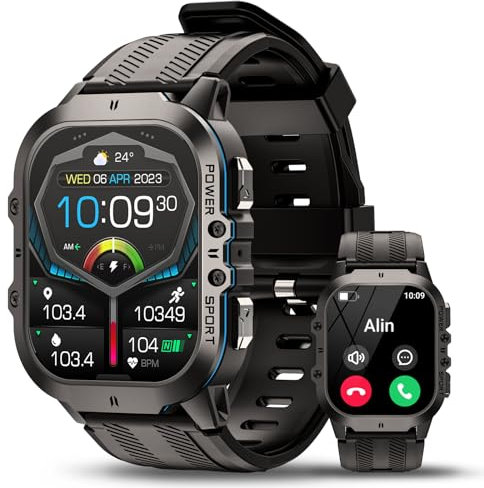 AVUMDA Montre Connectée Homme, 1.96 AMOLED Montre Smartwatch Femme avec 100+ Modes Sportifs,Podomètre,Lecteur de Musique,Fréquence Cardiaque,étanche pour Android iOS