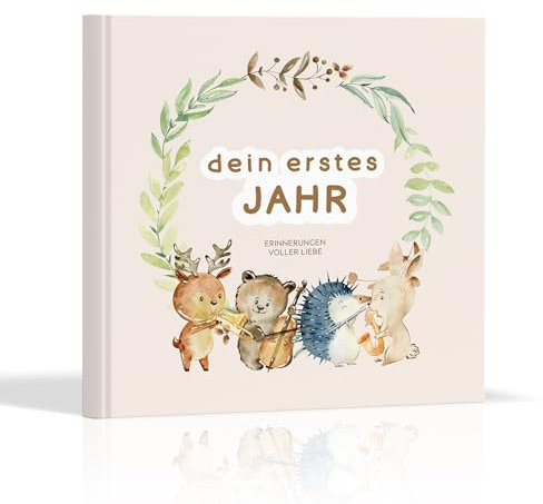 BIROYAL Babyalbum Mein erstes Jahr dein erstes JAHR - Babybuch zum Ausfüllen | Tierischer Orchester | Babytagebuch & Erinnerungsbuch für Mädchen und Jungen - besonderes Geschenk zur Geburt