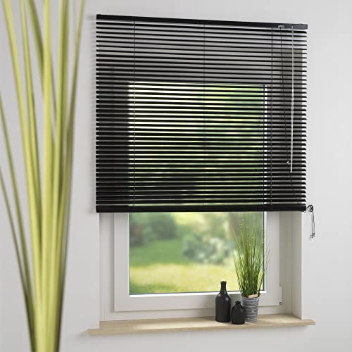 Aluminium-Jalousie, Wand -und Deckenmontage, Breite: 160 cm/Länge: 160 cm, Farbe: schwarz