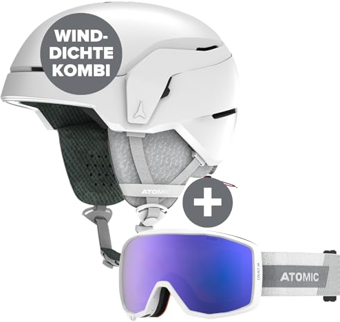 ATOMIC Count JR Skihelm & Skibrille für Kinder & Jugendliche - Helm White Heather Größe XS - Mehr Sicherheit bei Aufprällen - 360° Fit System für - inkl. Sperical Brille White für Klare Sicht