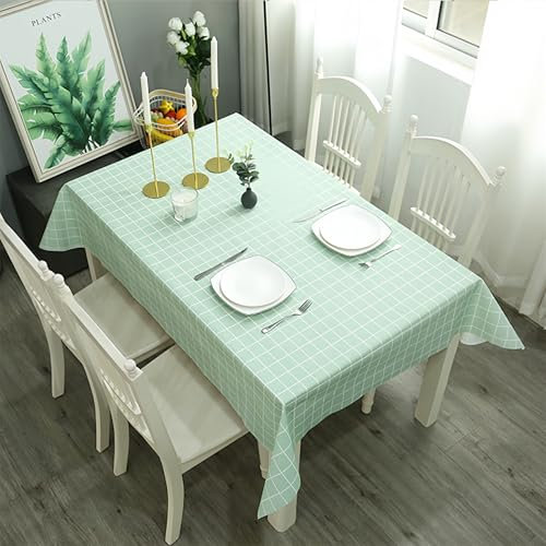 2pcs 137*180cm Plastic Tablecloths Waterproof Blue Checkered PVC Table Cloth Wipeable Table Cover Rectangular,Plaid Table Cover Wipe Clean Tablecloth Oil Cloth Outdoor Tablecloth for Party,Picnic