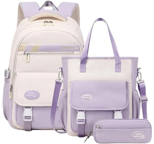 VIDOSCLA 3Pcs Teen Girls' Backpack Set Middle School Students Bookbag Outdoor Teen Boys Bookbag