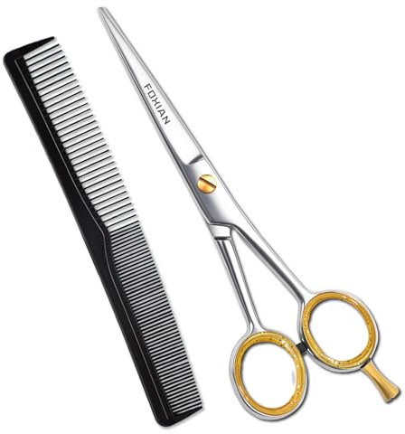 Foxian Friseurschere, professionelle Schere für Friseure und Friseure, 15,2 cm, Edelstahl, Haarschneideschere für Männer und Frauen