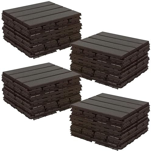 URBNLIVING 36Pc Interlocking Plastic Garden Decking Tiles, Outdoor Patio Pathway Grid, Durable & Easy Installation, No Tools Required, 33x33cm Floor Tiles, 36Pc