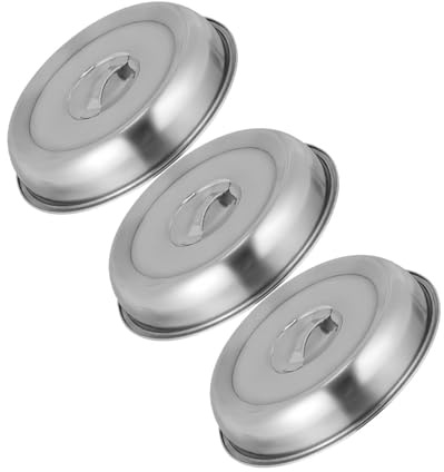 ARTSEWPLY 3 piezas Cubiertas para Bistec de Acero Inoxidable Tapaderas de Comida Resistentes al Aceite con Mango para Cocina Barbacoa y Hogar