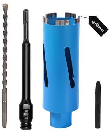 FIFIBANG M22 Corona de perforación de diamante, Ø68mm Dosensenker broca para máquina de perforación de núcleo, corona de perforación húmeda y seca de 200mm con Turbo, SDS-Plus Dosensenker de diamante