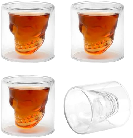 4 st dödskalle-glas sats, skalle shotglas skull shotglas roliga shot glas glas tequila glas shot glas shotglas för kalla varma drycker cola glas espressoglas 20 ml