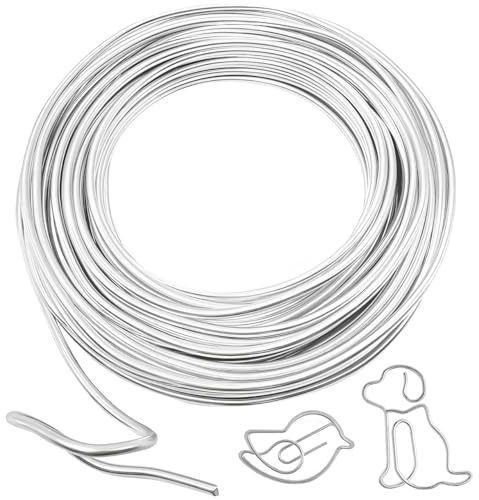 Bponyen 3 mm plata aluminio alambre manualidades, 15 m alambre de metal fino alambre hierro, flexible y moldeable, para manualidades fabricación de joyas, modelado de floristería de jardín