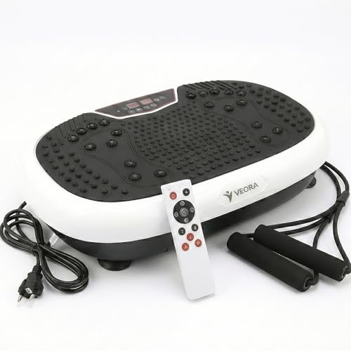 Veora Placa vibratoria Pro – Placa vibratoria fitness – Placa Powerplate – 3 modos de entrenamiento – 99 niveles de intensidad – Hasta el tamaño del zapato 46 – Color negro