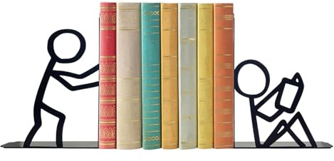 Bookends Decorative Metal Upgraded Office Desk Bookends Cute Book Ends Reading Decor Bookshelf Decor for Office School Library Bedroom, Book Lovers Gift