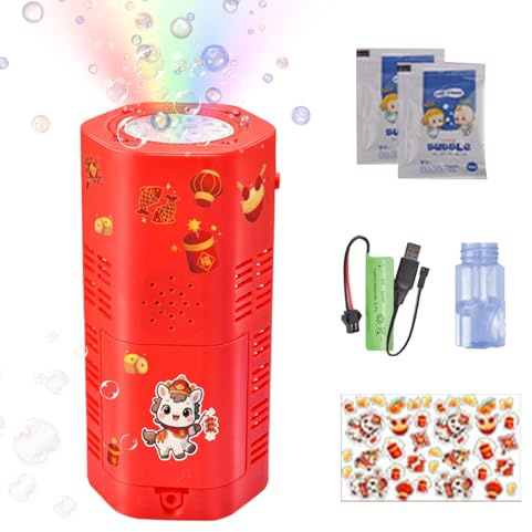 Fireworks Bubble Machine, Bubbles That Pop Like Fireworks, With Colorful Led Lights, Diy Stickers, Rechargeable Battery, Automatic Bubble Machine Toy For Kids Summer Outdoor Party Wedding