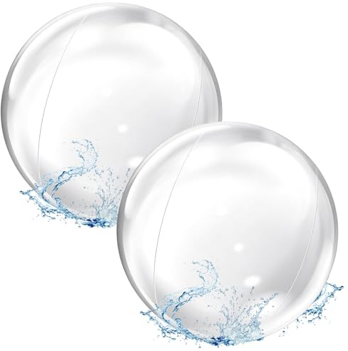 Palla Gonfiabile Spiaggia, 2 Pezzi Pallone da Spiaggia Gonfiabile Gigante, Palloni da Spiaggia Gonfiabili Trasparente, Palloni Gonfiabili per Piscina,Giochi da Spiaggia, Festa Estiva