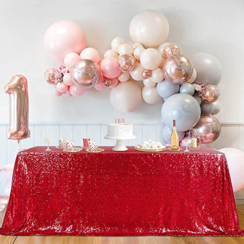 Sequin Tablecloth 60x102 Inch Red Tablecloth Glitter Wedding Table Cloth