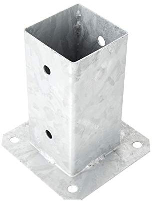 Adgo - Supporto per paletto per recinzione galvanizzato a caldo, supporto da pavimento per inserimento di elementi, in acciaio, colore: Argento (90 x 90)