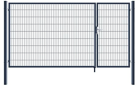 HOME DELUXE - Portail de jardin à double battant ADITUS - Anthracite, 180 x 350 cm - avec poignée, serrure, clés et verrouillage au sol I Portail de jardin Portail d'entrée Porte de cour