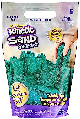 Kinetic Sand Schimmersand Petrol, 907 g - blaugrüner Glitzersand für Indoor-Sandspiel aus Schweden, ab 3 Jahren