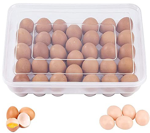 Zefeng Eierbox, stapelbar, aus Kunststoff, mit Deckel, für 34 Küche, Camping, Picknick, Aufbewahrung von Lebensmitteln, (V094-Egg Storage Box)