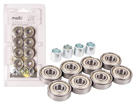 molti 608 ZZ Kugellager Rillenkugellager 8 Stück ABEC-5/7/9 Carbon Metall für Rollen Skateboard Inlineskaten Triskates 22mm x 8mm x 7mm (ABEC 9)
