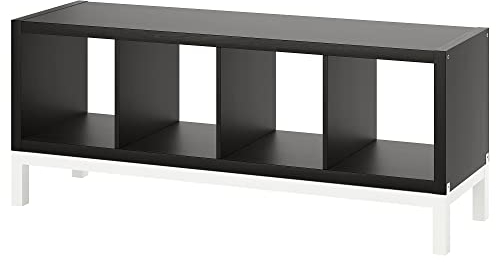 IKEA KALLAX Regal mit Untergestell, 147x59 cm, Schwarz-Braun/Weiß