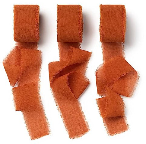 AOKSUNOVA - Nastro in chiffon color terracotta, 18,9 m x 25 mm,adatto per regali e per matrimoni, di tessuto