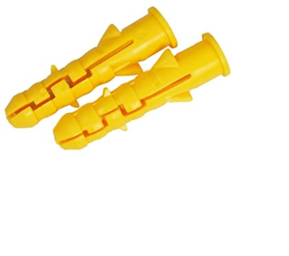 Ankarbultar,Expansionsbultar 200st M6 M8 M10 Gul räfflad plastankarvägg Plastexpansionsrör Rör Väggpluggar Gips Ankarbultar (Längd: 40 mm, Specifikation: M6) (Color : M10_60mm)