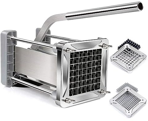 Chip Cutter, Sopito Professional Stainless Steel Potato Chipper for French Fries Cutters with 1/2 Inch and 1/4 Inch Replacement Blades for Home and Commercial Use