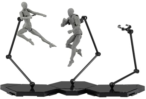 FINGERINSPIRE 3 Pezzi Action Figure Stand Nero Stand Splice Base 3 Person Fight Assemblato Action Figure Stand Base Modello Bambola Espositore Compatibile con HG/RG 1/144 Giocattoli