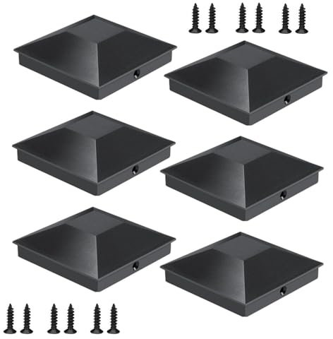 Lot de 6 capuchons de poteaux de clôture en CuiCanfla pour poteaux de clôture 4 x 4, poteaux en bois, ponts, clôtures, couloirs (noir)