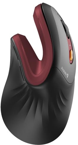ProtoArc EM11 NL Ergonomische Vertikale Maus, Kabellos Aufladbar Mouse mit 3 Gerät (2*Bluetooth+USB), Vertikal Funkmaus für Computer, iPad, Mac, Windows - Schwarz und Rot