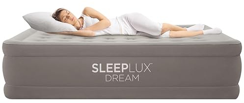 SLEEPLUX Dream Luxury Queen Air Mattress, Built-in Dual Pump, Stays Inflated All Night, 18” Double-High Blow-Up Airbed with Coil Beams, for Guests, RV Camping & Home, 1-Year Warranty