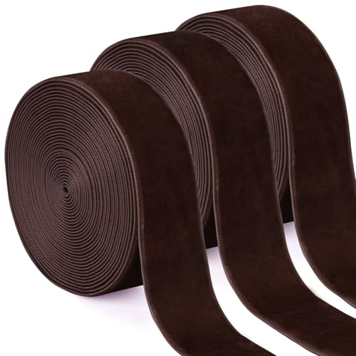 Uiopa 3 Rotoli Nastro Fucsia in Velluto 25mm x 4,5m Nastro Regalo di Velluto Nastri Decorativi Tessuto per Matrimoni, Feste, Ghirlande, Decorazioni, Fai da Te