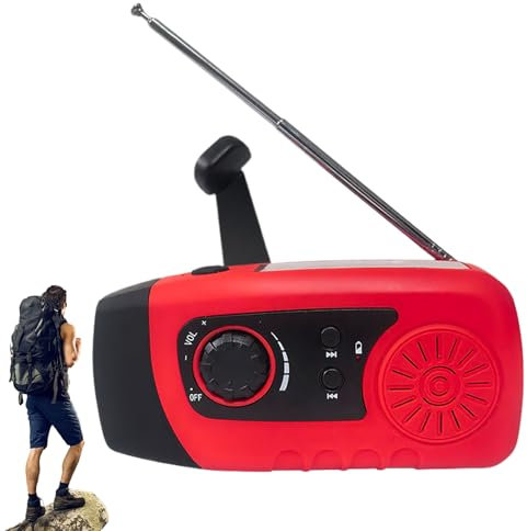 Nybhyjka Radio De Manivela Manual - Radio Solar con Batería Recargable 2000mAh,Linterna LED, Cargador Móvil para Senderismo, Emergencias, Supervivencia al Aire Libre y Hogar
