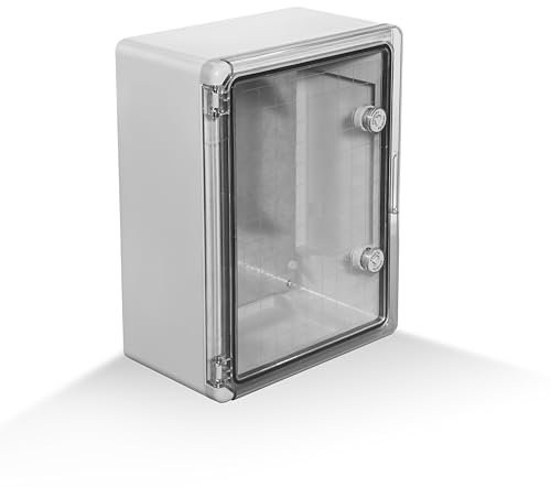 BXT304017LG Schaltschrank 300 x 400 x 170 mm Mit Sichtür Verteilerkasten IP65 ABS Lichtgrau verzinkter Montageplatte Verriegelung Tür mit umlaufender Dichtung Gehäuse Leergehäuse Solar leer Schrank