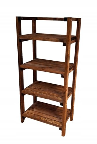 HolzGarden Étagère en Bois 56 x 120 x 35 cm – Étagère de Rangement Jusqu’à 100 kg, Bois de Pin Imprégné, Rayonnage Garage Cave Cuisine, Couleur Teck