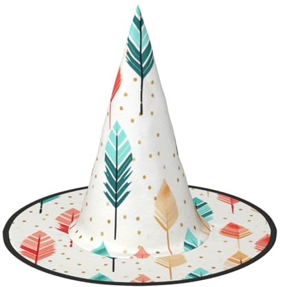 KLLTYHMU 1 chapeau de sorcière d'Halloween avec flèches corail et bleu sarcelle, chapeau de sorcière, chapeau flottant pour homme et femme, accessoires de costume d'intérieur ou d'extérieur