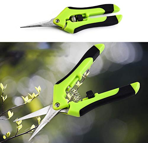 TOPINCN Ciseaux de Jardin à Ressort, Outil d'élagage en Acier Inoxydable avec Poignée Antidérapante pour la Récolte des Herbes et des Fleurs (GREEN)