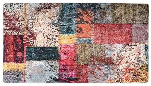 Eleganz Tappeto lavabile, 190 x 300 cm, patchwork multicolore, 100% poliestere, antiscivolo per soggiorno, camera da letto, facile da pulire, durevole ed elegante