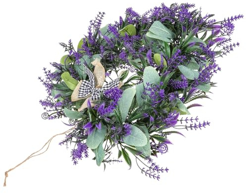 Epigeist Ghirlanda a Forma Di Cuore in Lavanda Artificiale Corona Floreale Decorativa Per Porta D’Ingresso Ornamento Per Interni Ed Esterni Decorazione Romantica Per Feste E Eventi Dimensioni 15.7