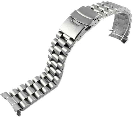 ROUHO Rostfritt Stål Klockarmband 22mm Metallarmband Ersättningsband Massivt Böjt Ändstycke Länkarmband för Seiko SRPA21/SRP777/SRPC25/SRP773