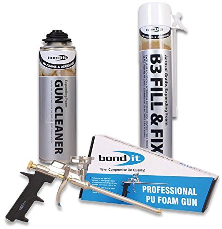 Bond It Expanding Foam Kit 1 x 750ml Foam Cans 1 x Professional Gun 1 x 500ml Gun Cleaner