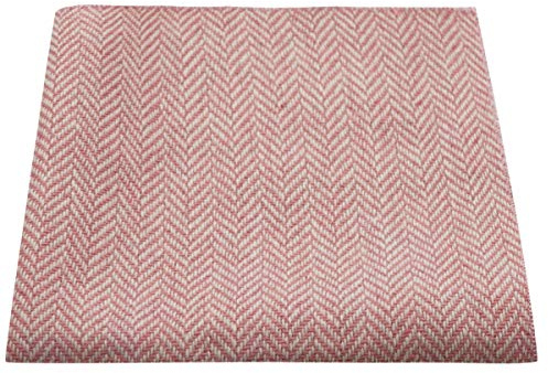 King & Priory Candy Pink & Cream Herringbone Pocket Square, Handkerchief