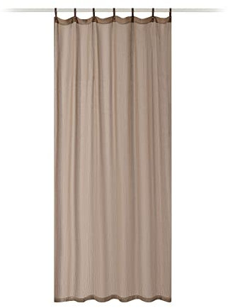 JEMIDI Vorhang transparent 135x245cm - Gardine mit Schlaufen aus Kunstleder - Schlaufenschal lang für Wohnzimmer Schlafzimmer - Vintage Look - Taupe